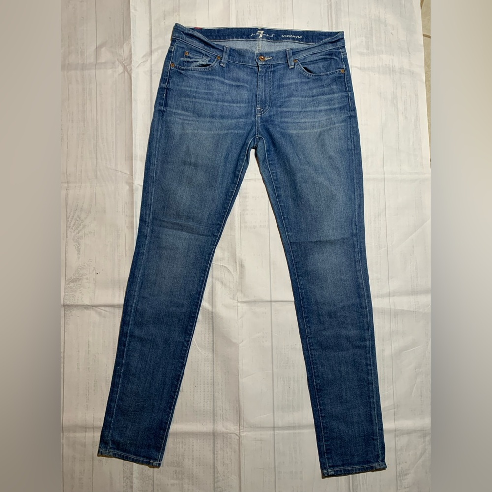 7 For All Mankind Skinny Jeans in Medium Blue